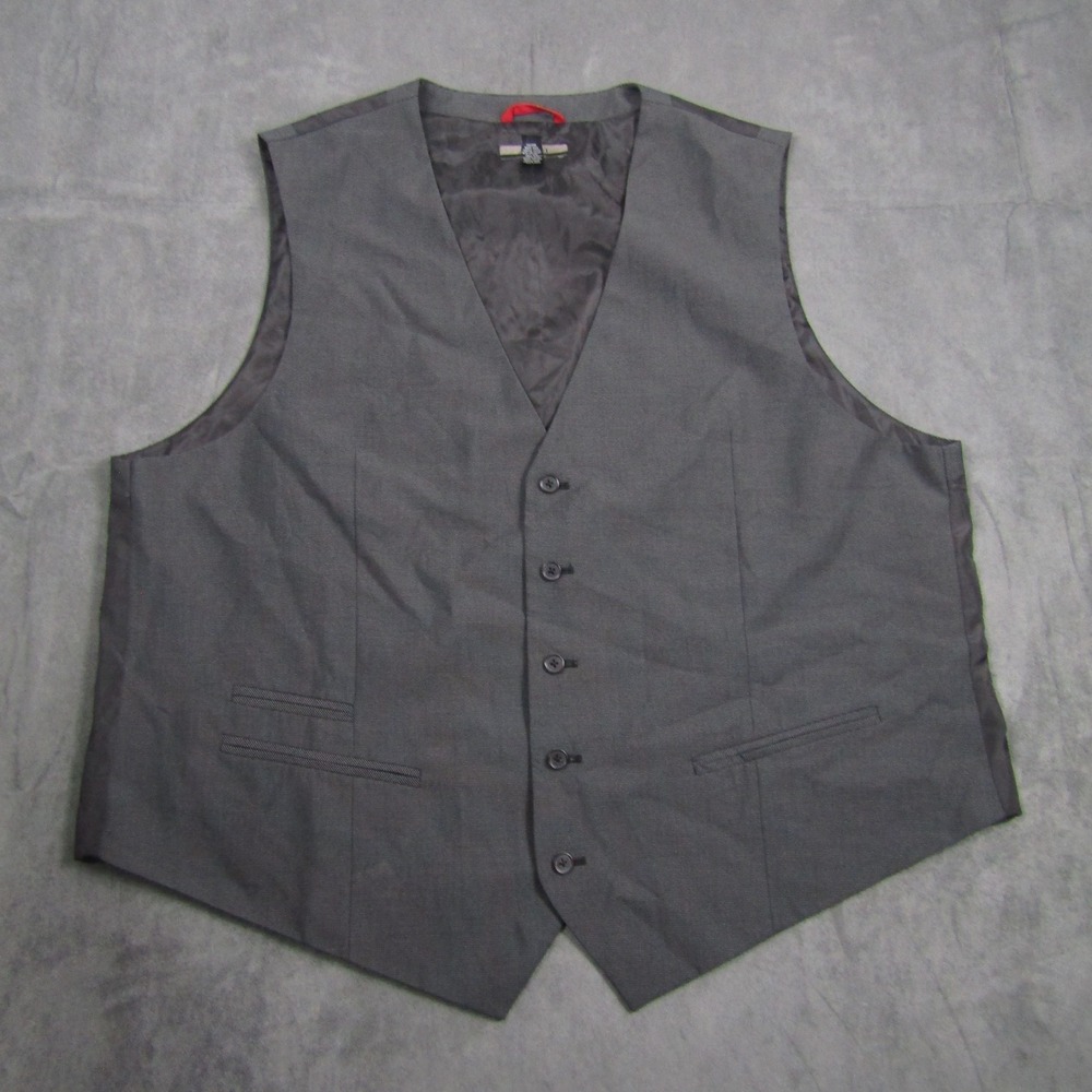 Alfani Suit Vest Mens 2XB Gray Big & Tall Formal Wedding Business Waistcoat